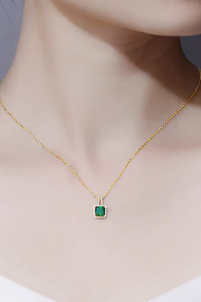 elegant square crystal pendant gold necklace