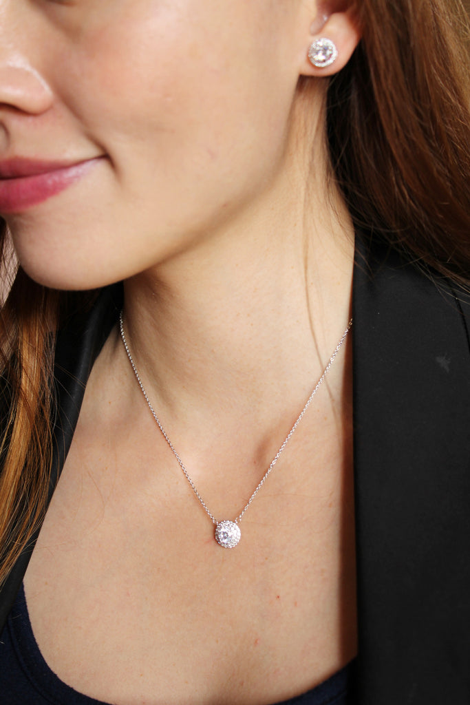 sparkling crystal clavicle necklace earrings set