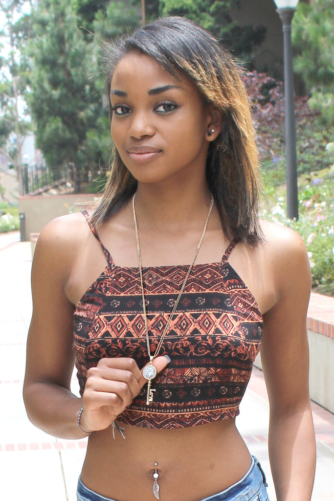 fashion key love letter crystal necklace