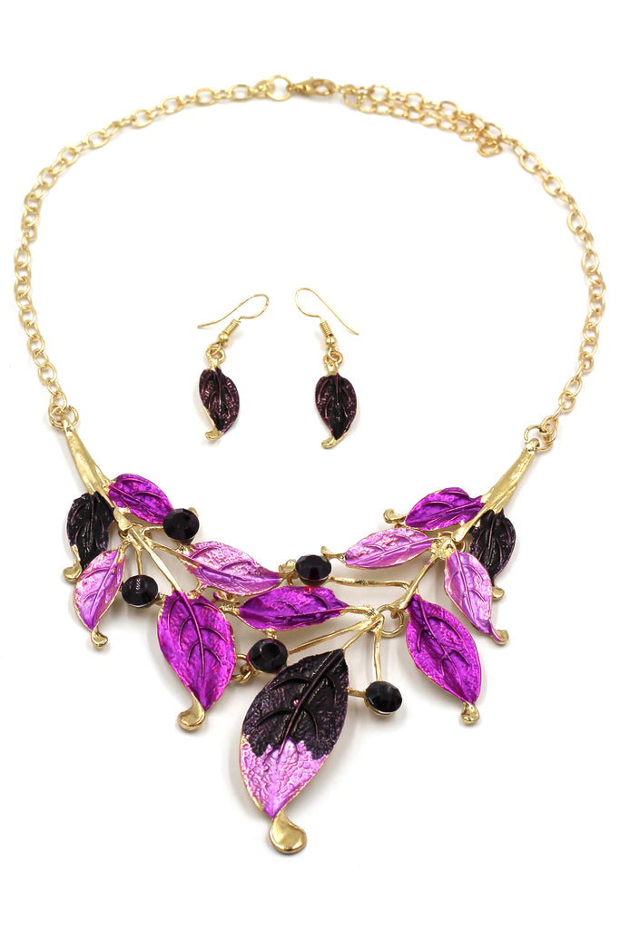 fashion leaves necklace earrings set
