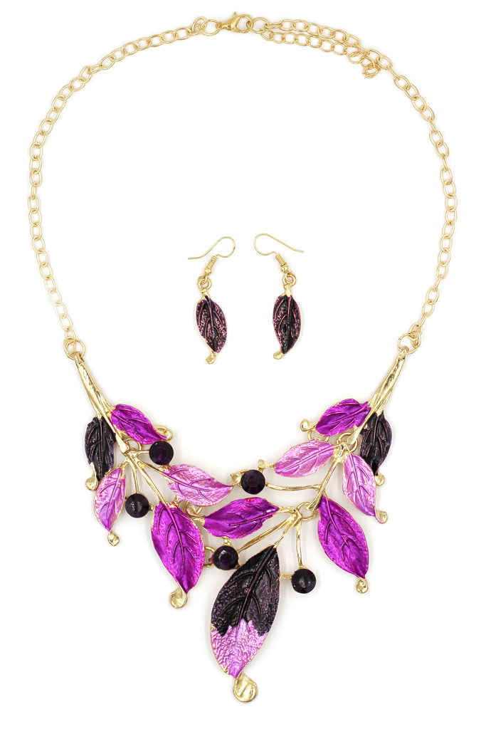 fashion leaves necklace earrings set