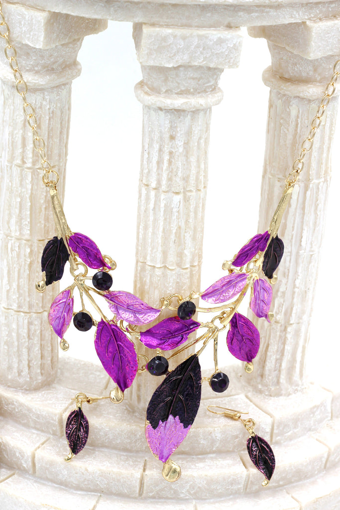 fashion leaves necklace earrings set