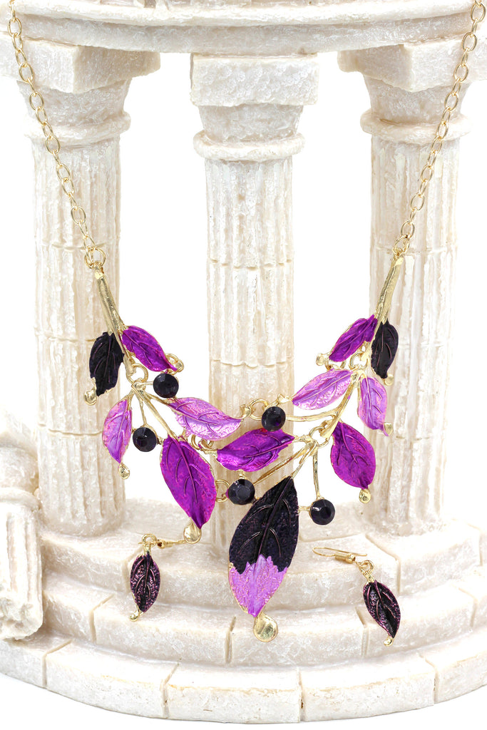 fashion leaves necklace earrings set