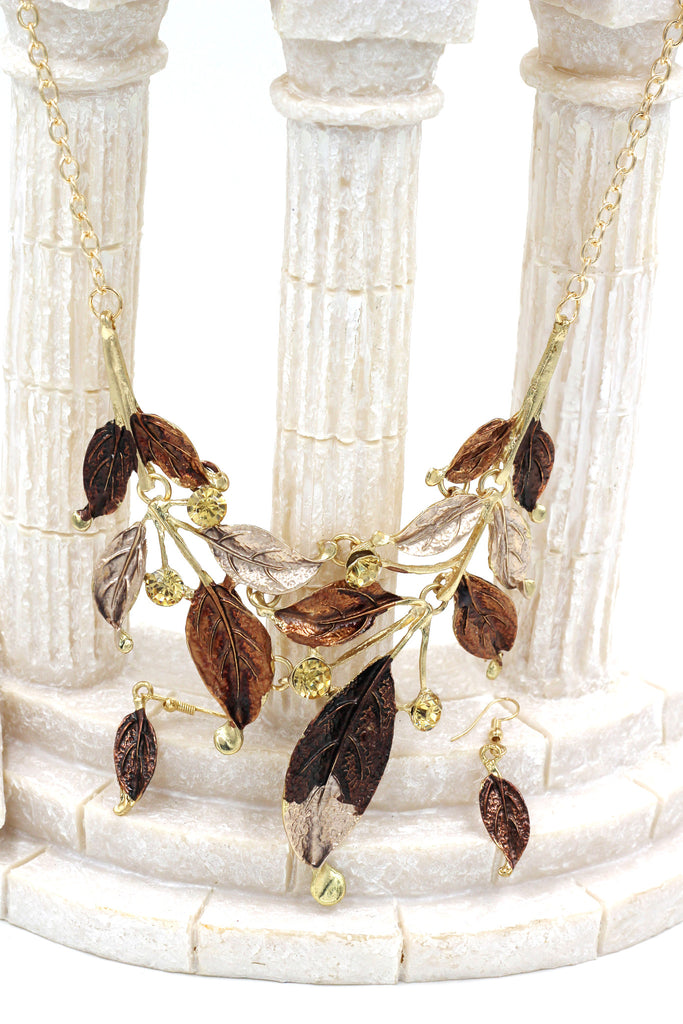 fashion leaves necklace earrings set