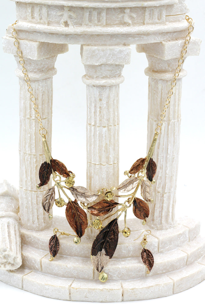 fashion leaves necklace earrings set