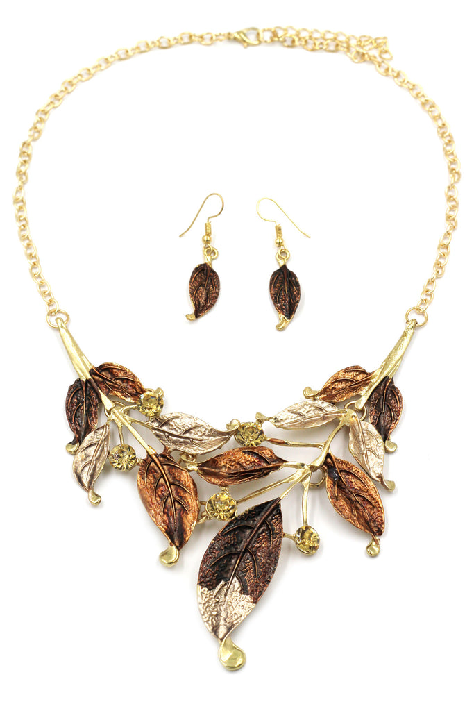 fashion leaves necklace earrings set