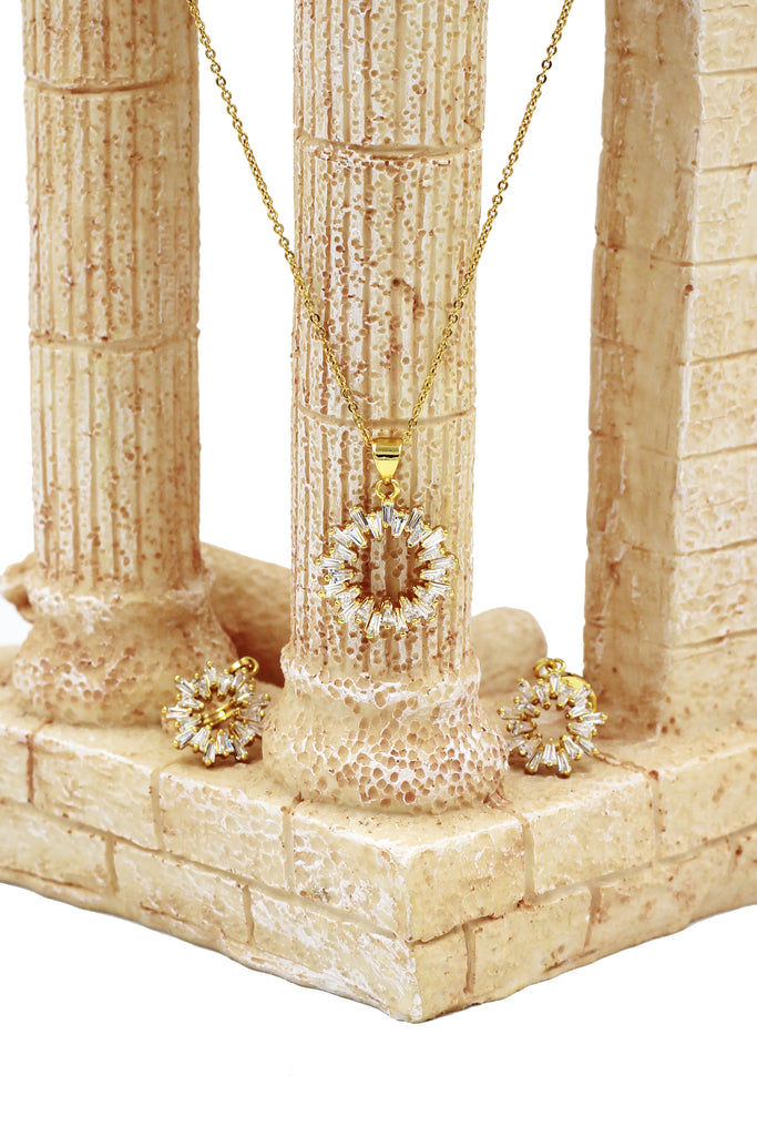 fashion aperture crystal necklace earrings set