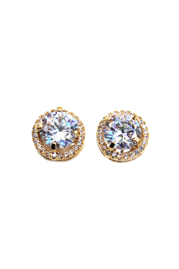 noble simple golden crystal earring necklace set