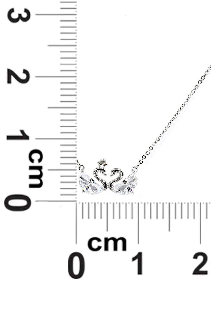 elegant mini double swan crystal necklace ring set