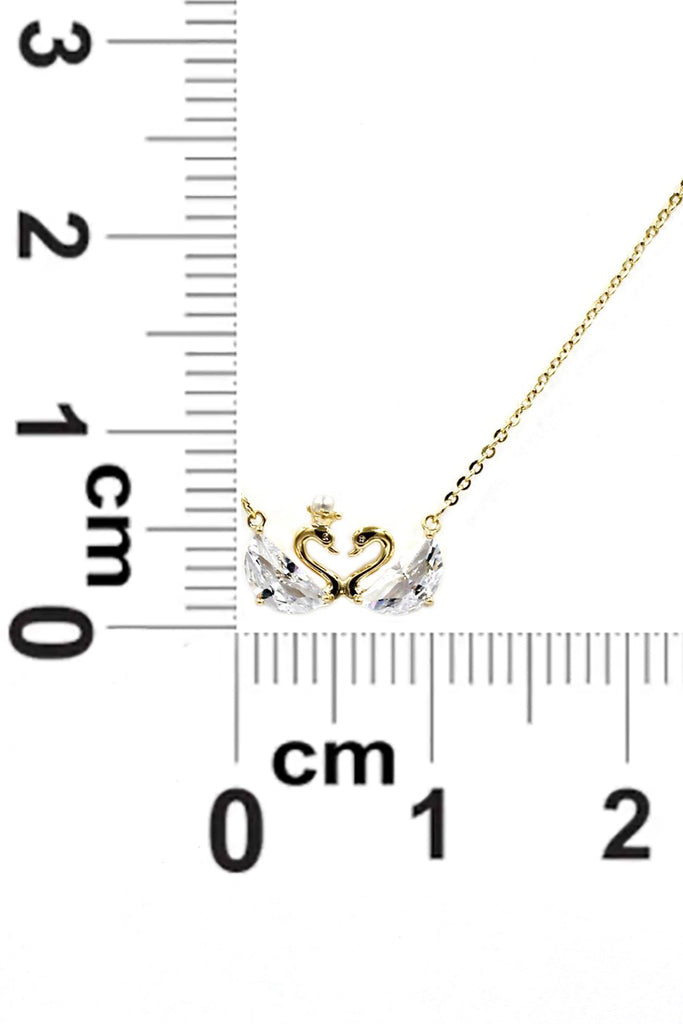 mini double swan crystal necklace
