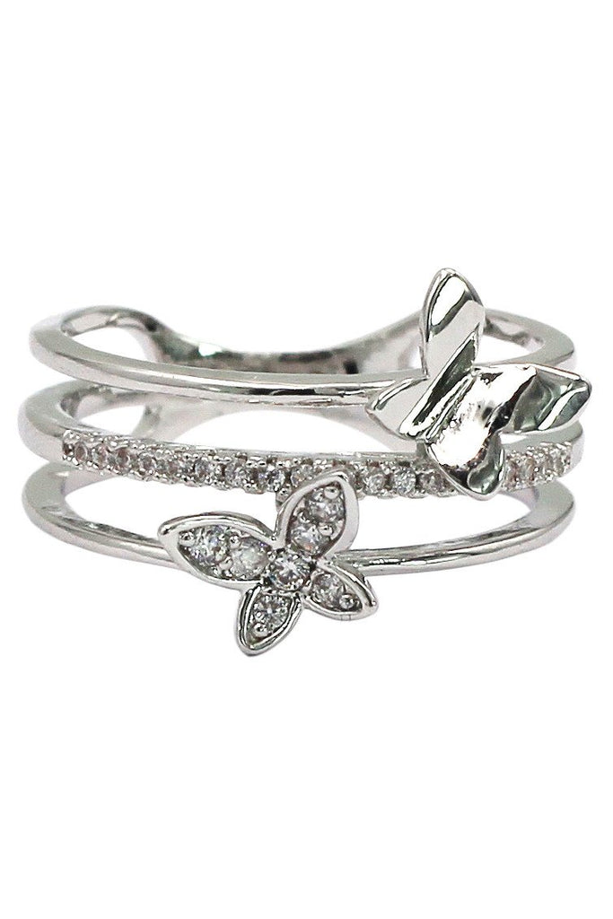 butterfly crystal earrings ring set