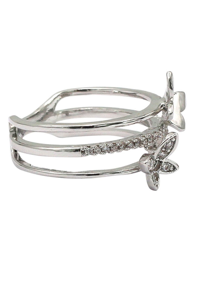 fashion sparkling crystal butterfly necklace ring set