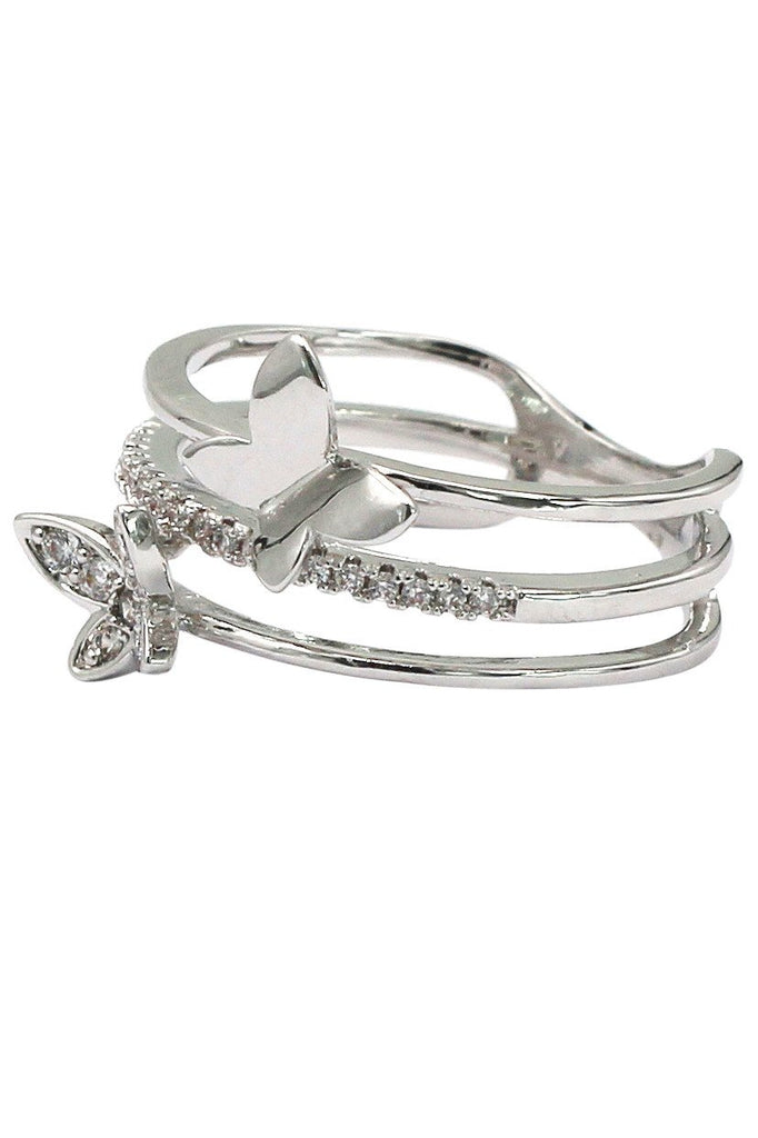butterfly crystal earrings ring set