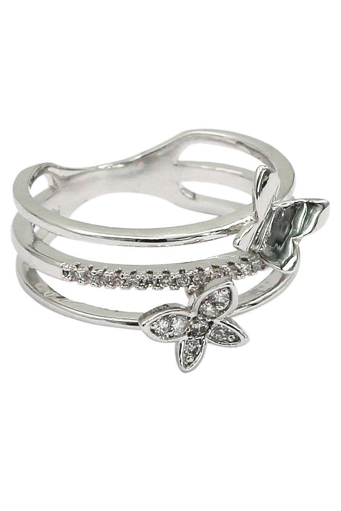 fashion sparkling crystal butterfly necklace ring set