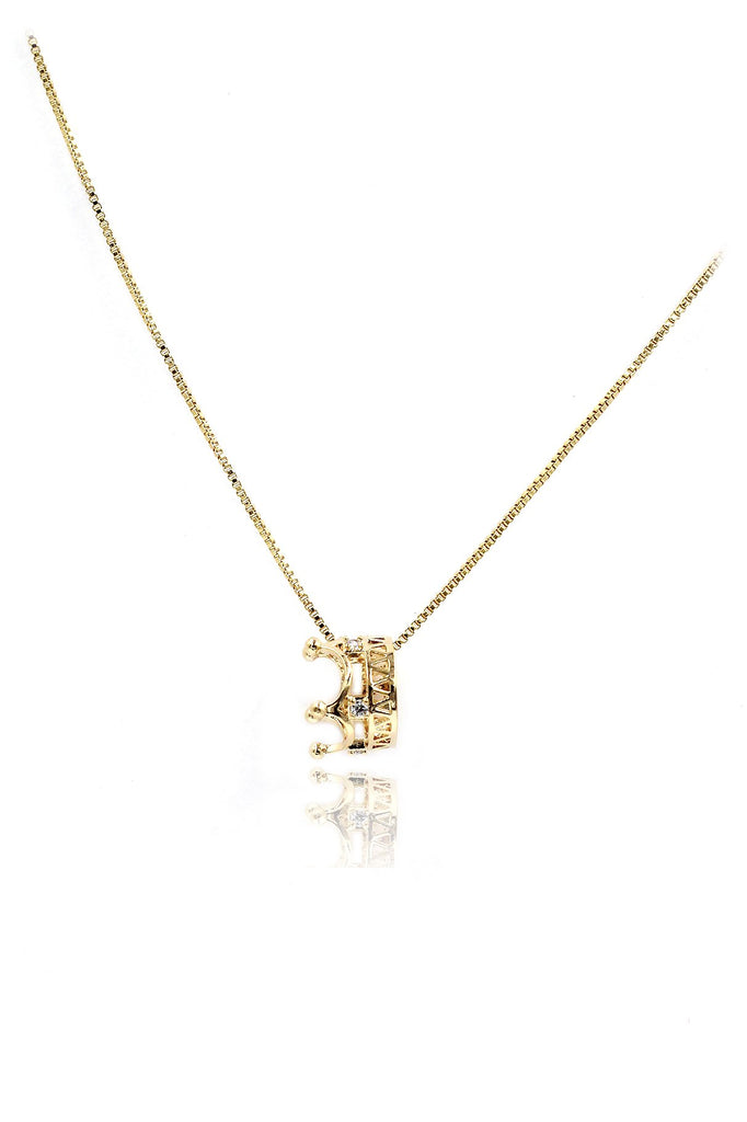 delicate little crown crystal necklace