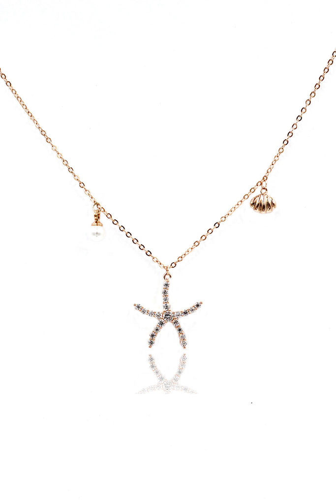 crystal starfish shell pearl necklace