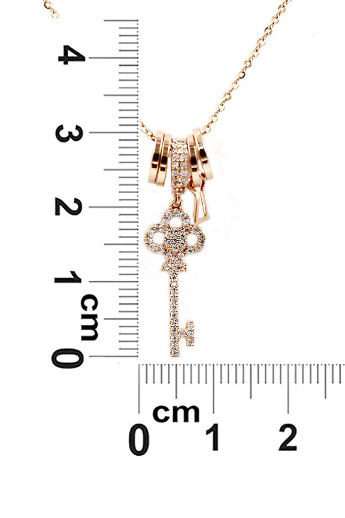 fashion mini key crystal necklace
