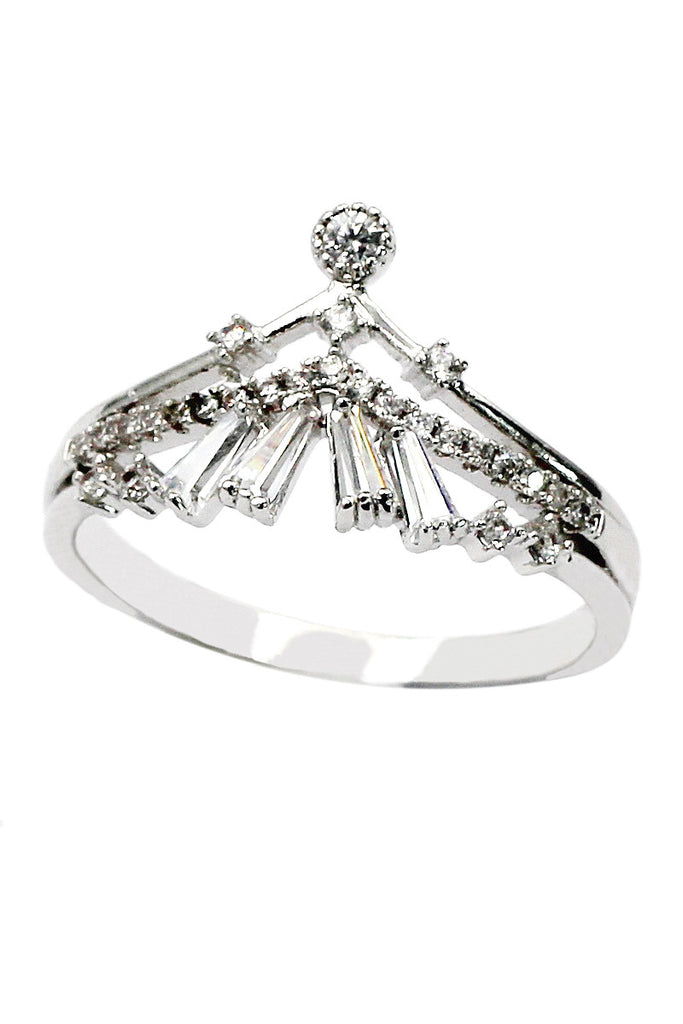 fashion crystal skirt silver ring