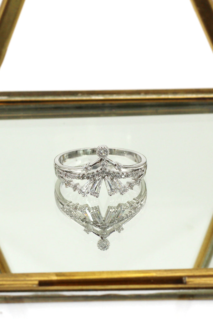 fashion crystal skirt silver ring