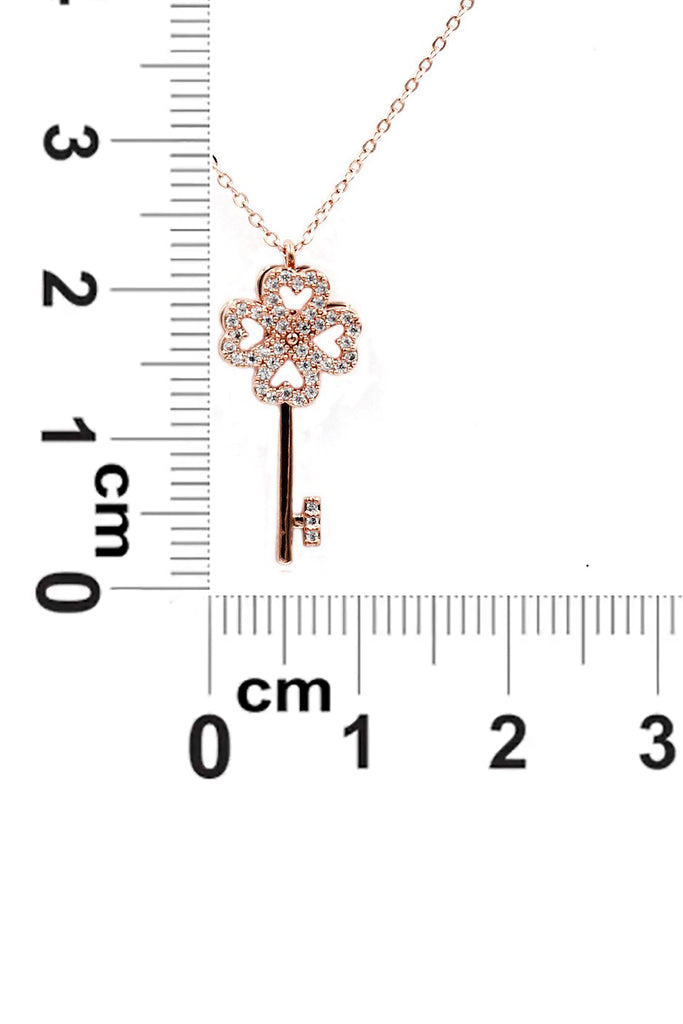 four-leaf clover crystal key necklace