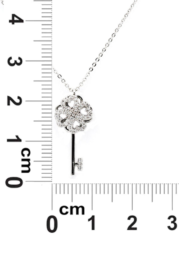 four-leaf clover crystal key necklace