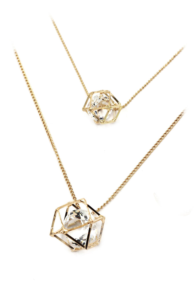 fashion double crystal necklace