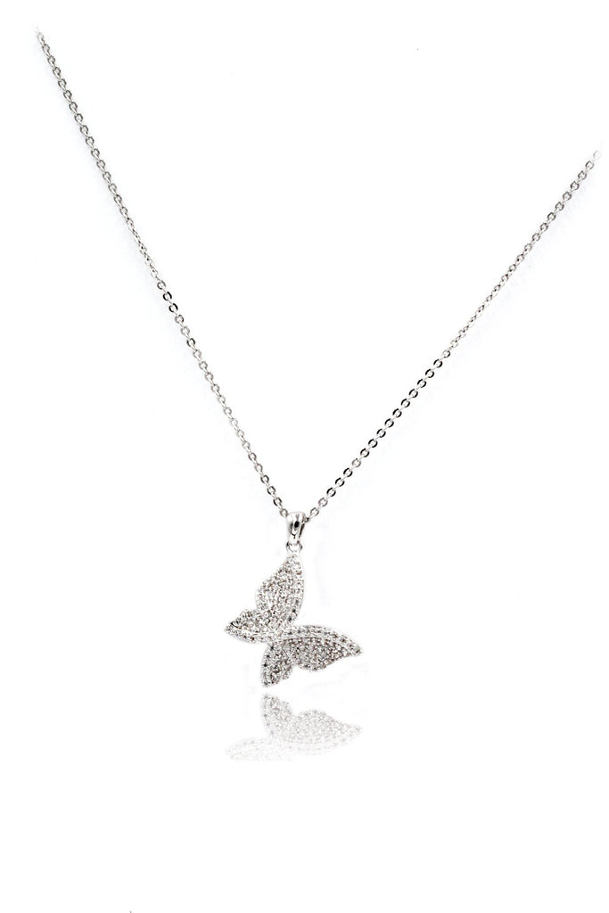 fashion sparkling crystal butterfly necklace ring set