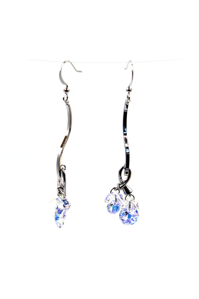lovely silver line swarovski crystal earrings
