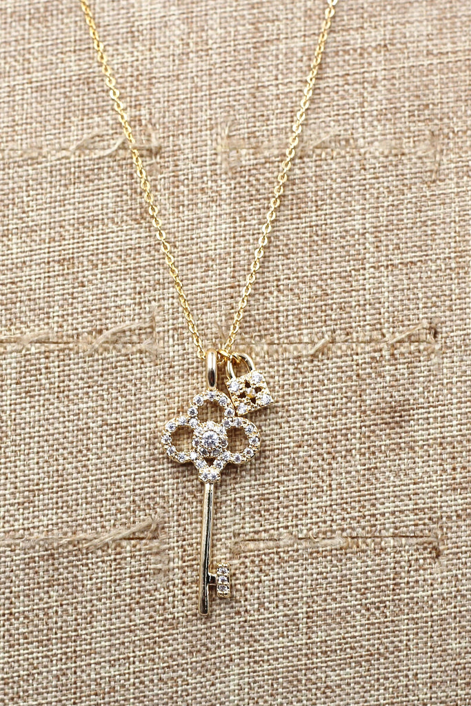 fashion crystal key earrings necklace set