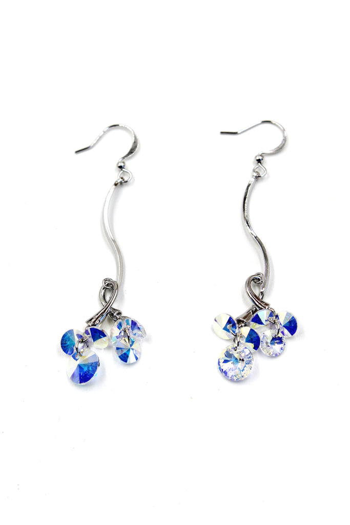 lovely silver line swarovski crystal earrings