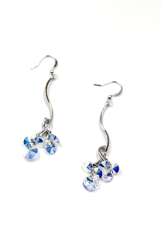Shiny beautiful flowers crystal earrings