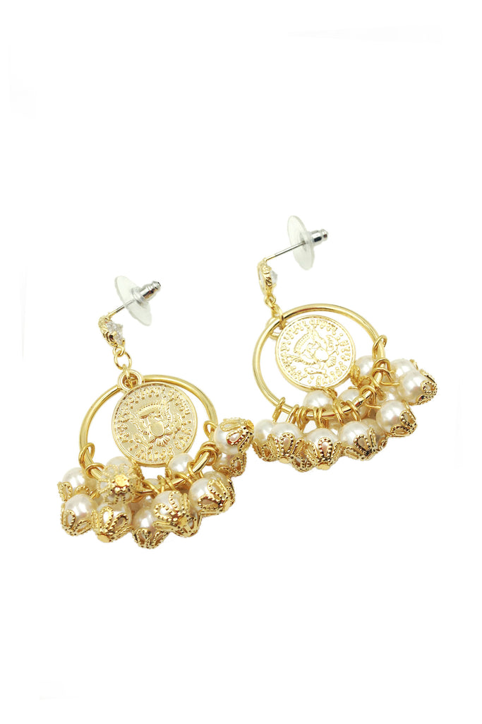 Pearl style gold earrings