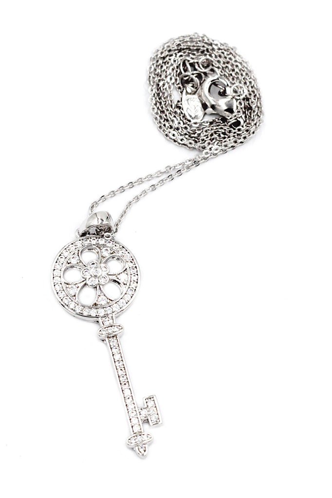 fashion shiny crystal key necklace