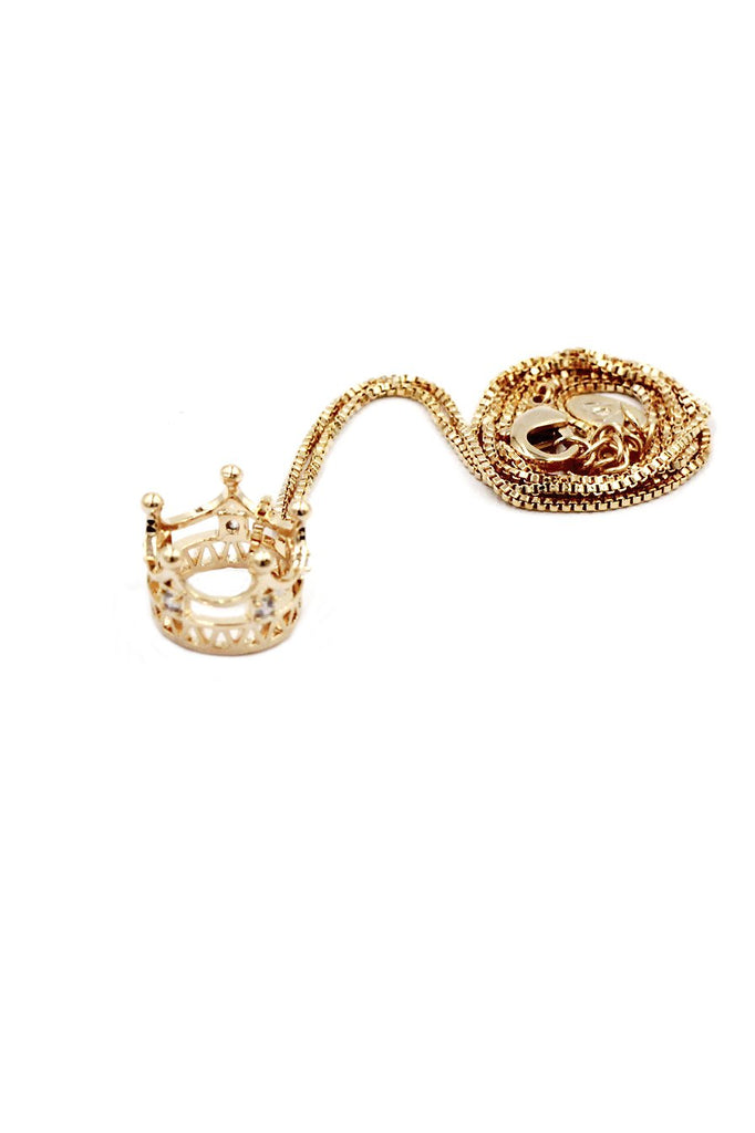 delicate little crown crystal necklace
