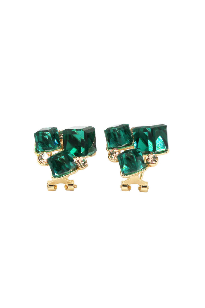 green square crystal ring earrings set