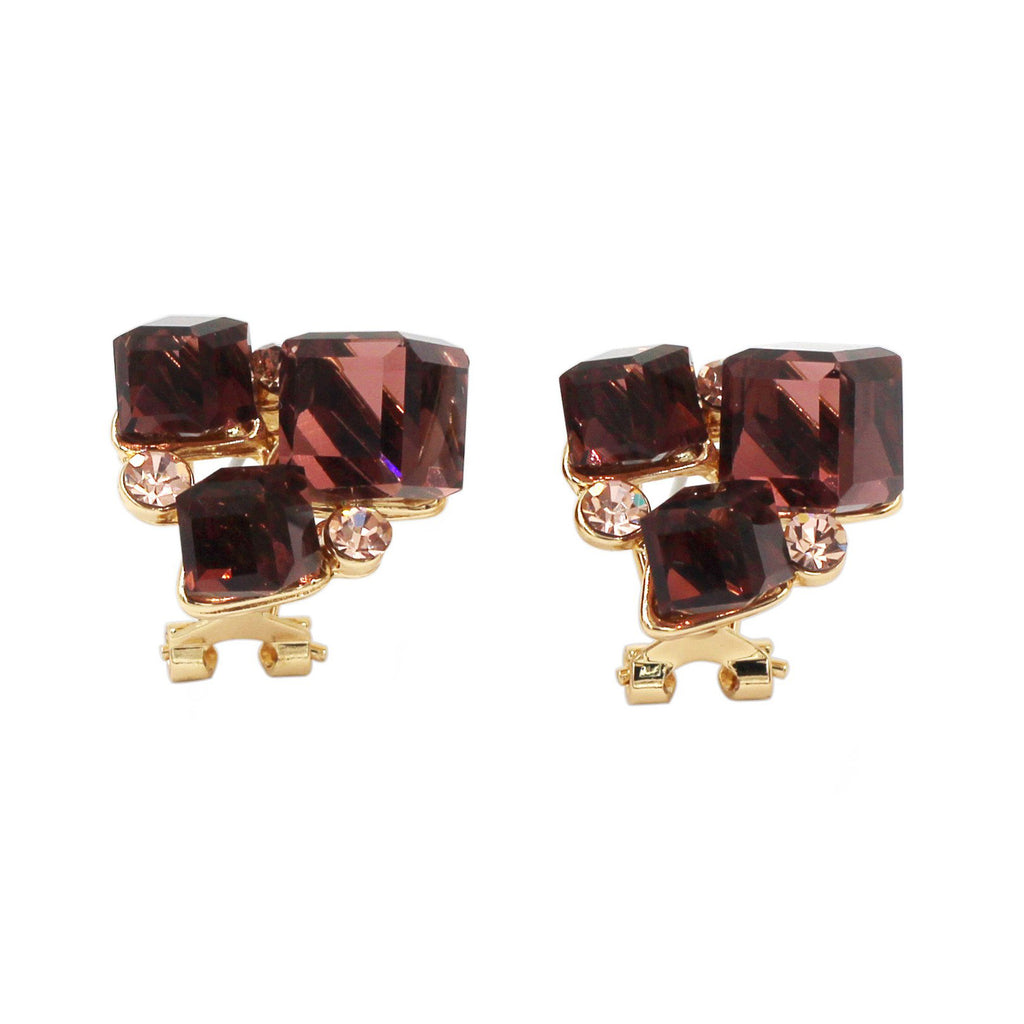 brown ring earrings crystal set