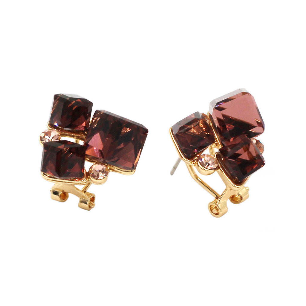 brown ring earrings crystal set