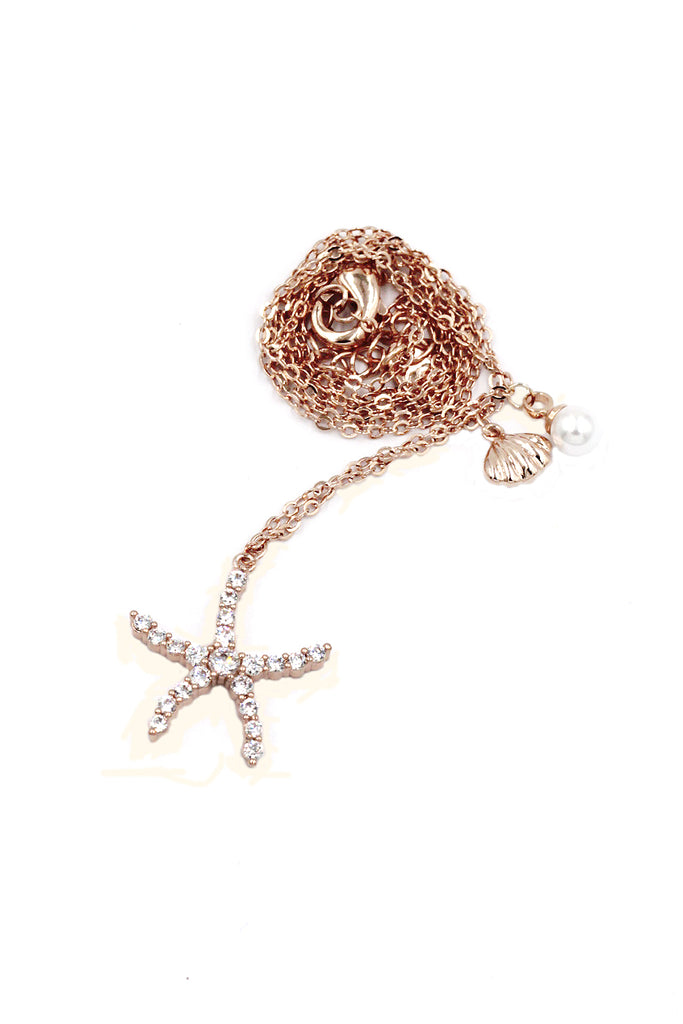 crystal starfish shell pearl necklace