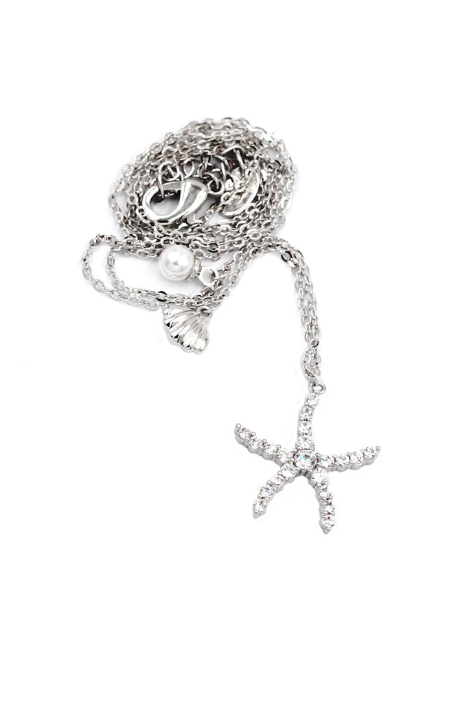 crystal starfish shell pearl necklace