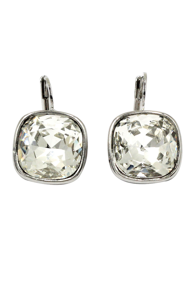 simple rounded square crystal earrings