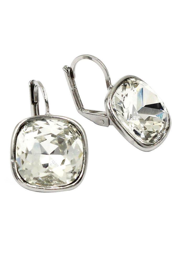 simple rounded square crystal earrings