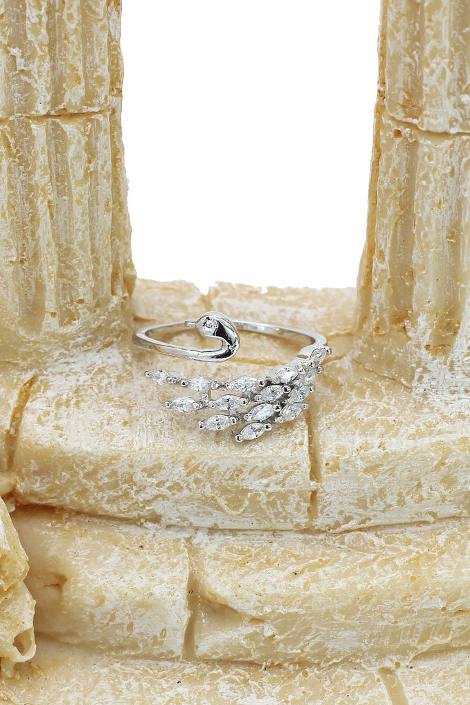 simple mini swan crystal necklace ring set