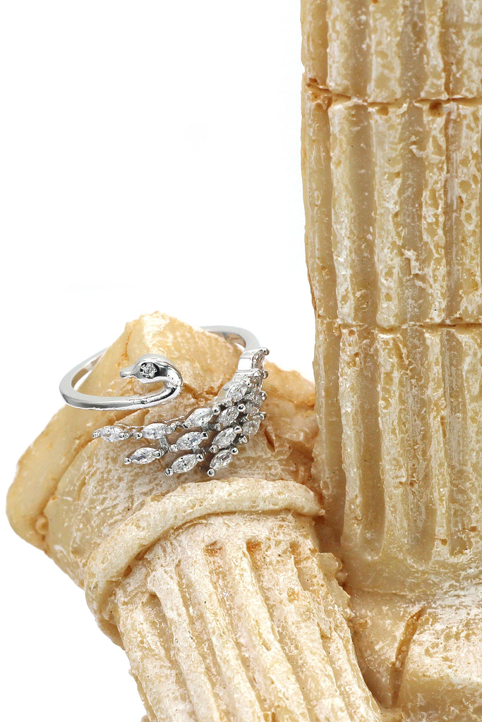 single swan crystal necklace ring set