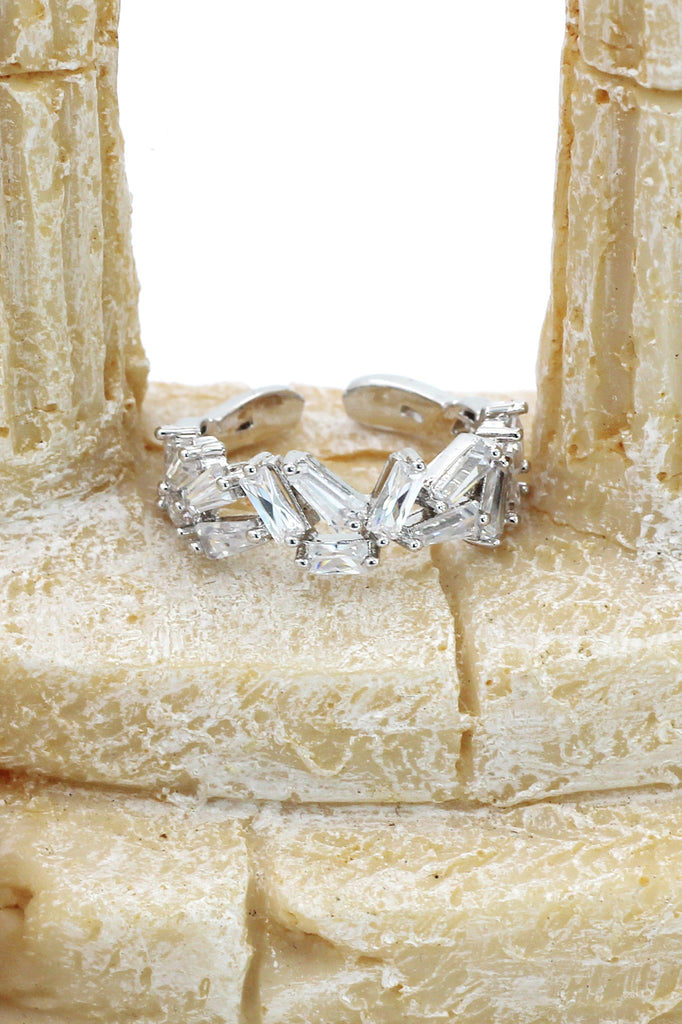 small crystal tiles silver ring