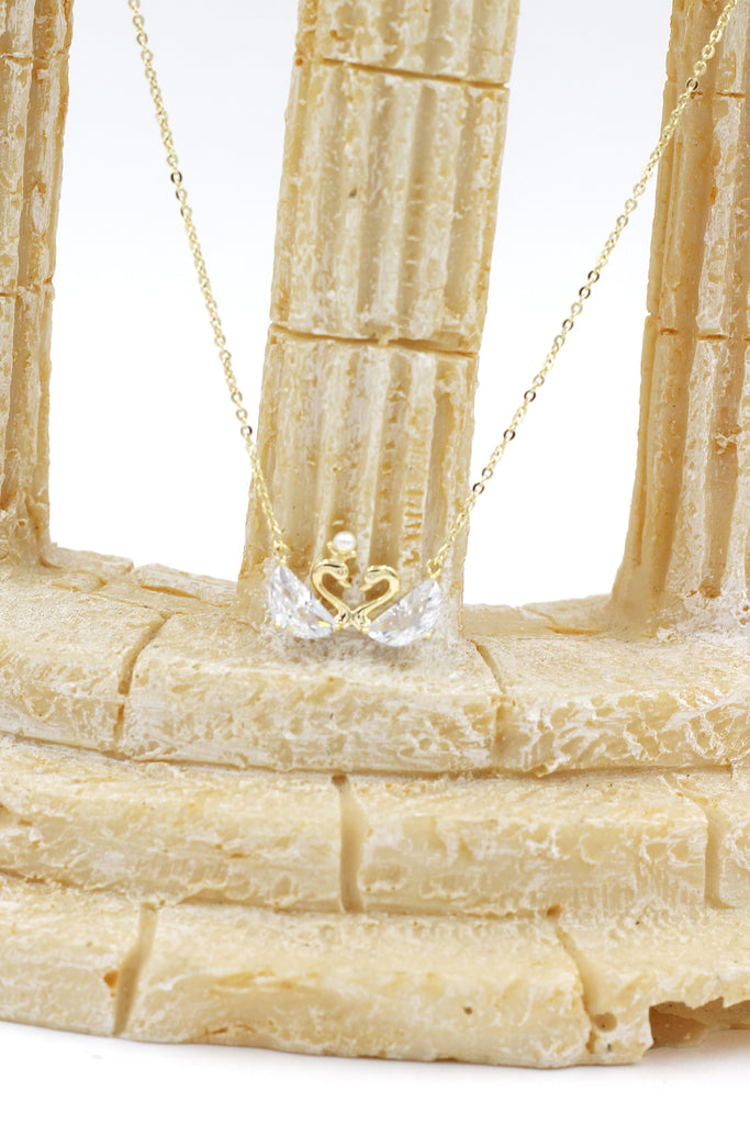 mini double swan crystal necklace
