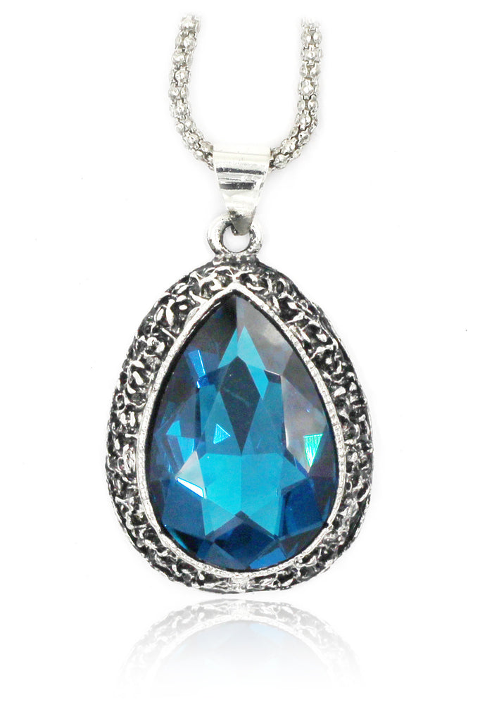 blue crystal pendant necklace