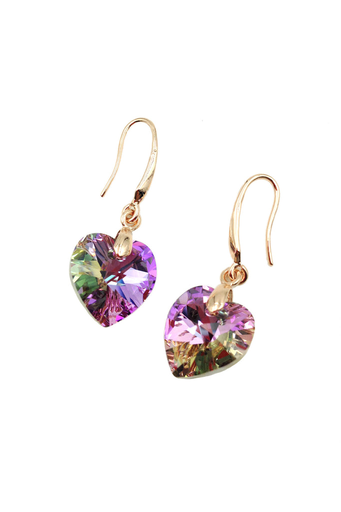 Purple love shape crystal earring