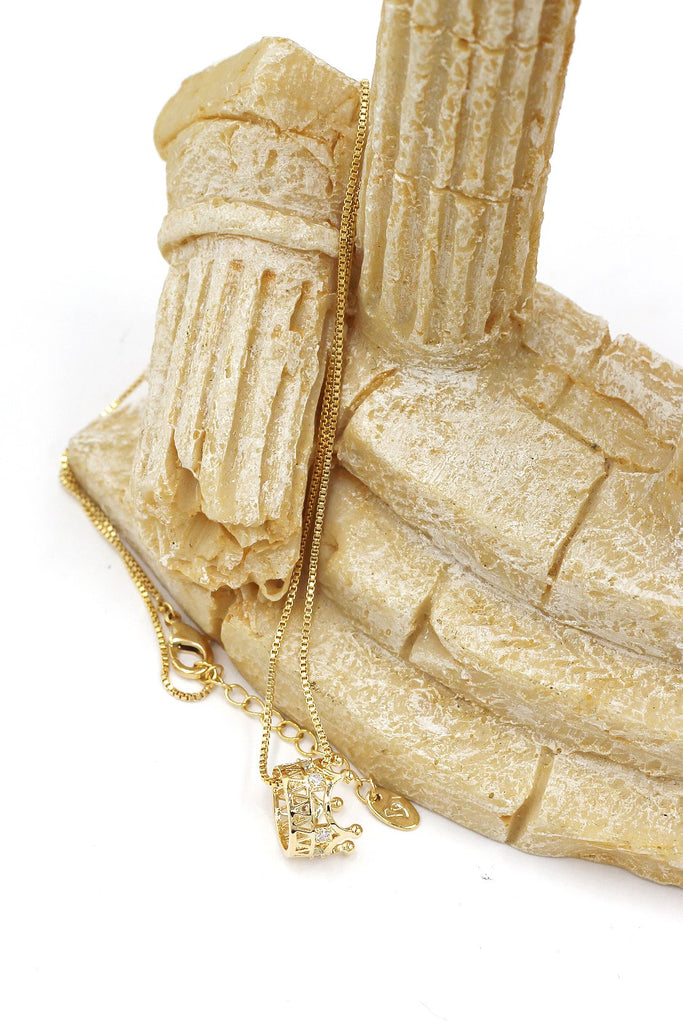 delicate little crown crystal necklace