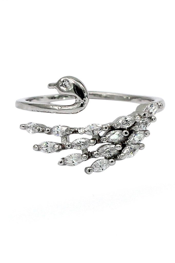single swan crystal necklace ring set