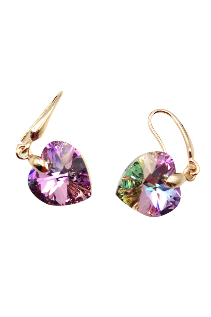 Purple love shape crystal earring